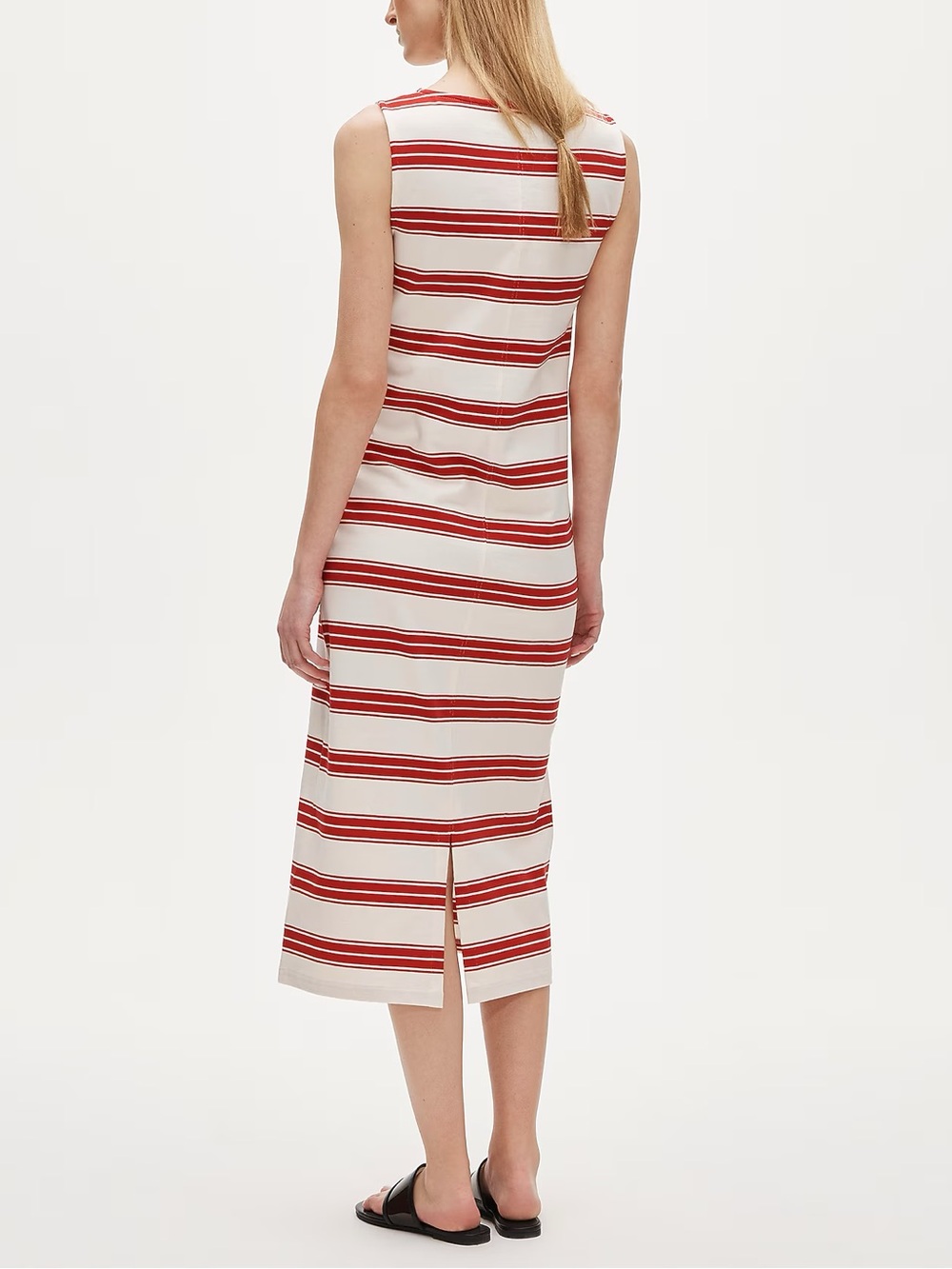 J. Crew Red and White Striped Sleeveless Midi Dress - Picture 3 of 4